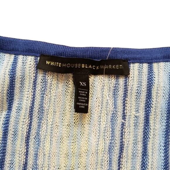 WHBM Off-the-Shoulder Flounce Blue Striped Summer Sweater Size XS 💙 🌊💙 NWT - Picture 6 of 6
